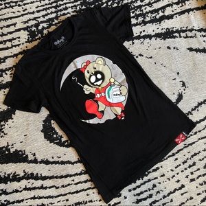 Entree Lifestyle Smoking Teddy Moon t shirt S Alternative Dark Alt Emo Punk